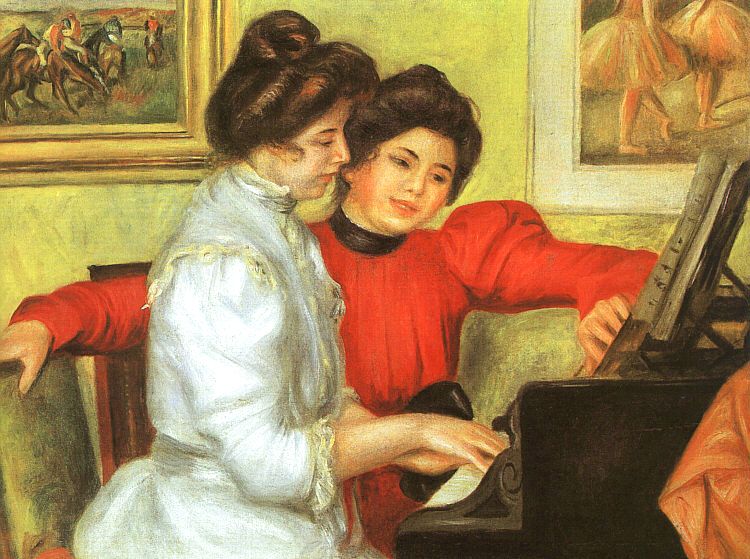 Yvonne and Christine Lerolle Playing the Piano